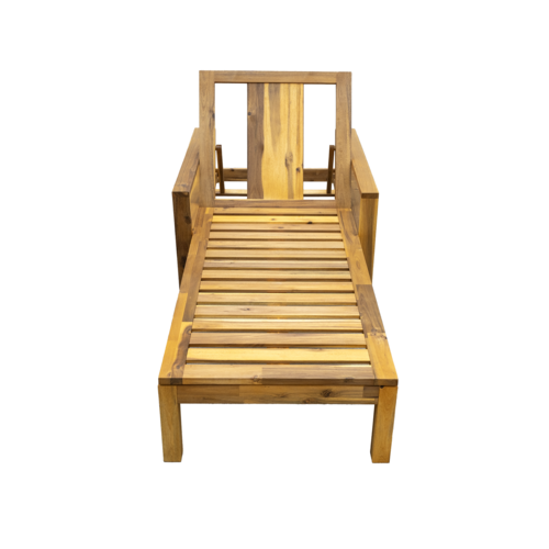 Acacia Wood Adjustable Backrest Outdoor Lounge Chair, Suitable for
