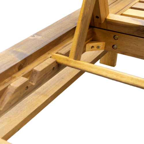 Acacia Wood Adjustable Backrest Outdoor Lounge Chair, Suitable for